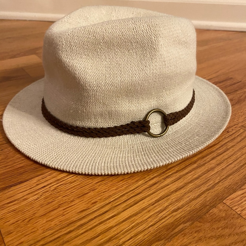 Fedora hat with brown trim